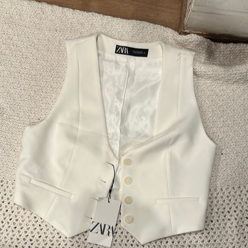Zara White Women's Vest